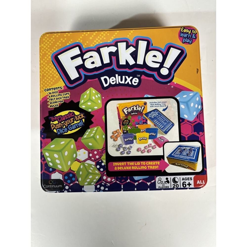 Farkle Deluxe Dice Game Set Includes 36 Colorful Dice, 6 Rolling Cups. Complete